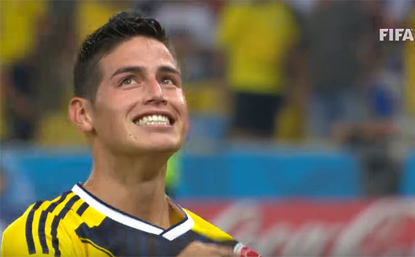 世界杯足球赛倒数中 James Rodriguez 的 67 分鐘进球！